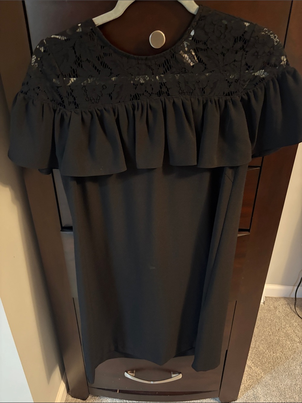 H&M Black Lace Yoke Ruffle Dress